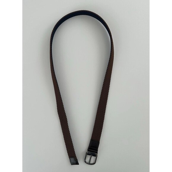 Cole Haan Reversible Belt Stretch Fabric Woven Mens Sz 42-44 XL Navy Blue Brown - Picture 6 of 10
